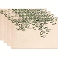 Set of 4 rectangular table placemats featuring watercolor eucalyptus leaf prints - Eucalyptus Watercolor Style (款式34)