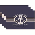 Set of 4 navy blue nautical placemats featuring white anchor logo and sailing design - Style 28 / 45*30 (flax)