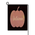 Detalle de bandera de jardín de lino con calabazas naranjas y texto Autumn sobre negro - Estilo Calabaza Autumn / 45*30cm