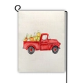 Dettaglio della bandiera da giardino in lino per il Ringraziamento con camion rosso - Stile Zucca Camion Retrò Rosso (2)