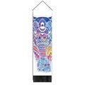 Bohemian tapestry featuring colorful mandala elephant with black tassels and wood bar - 32.5x130cm / Style-7 (Vibrant Blue & Purple Elephant)