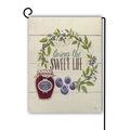 Double-sided linen garden flag with jam jar and berries for outdoor sweet life decor - Living the Sweet Life Blueberry (Style 4) / 45*30cm