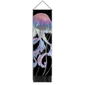 Vertical wall tapestry with a colorful glowing jellyfish design and black fringe details - 32.5x130cm / Purple-Blue Glowing Jellyfish (Style-3)