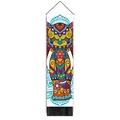 Bohemian tapestry featuring colorful elephant mandala with wooden pole and tassels - 32.5x130cm / Style-8 (Yellow & Blue Mandala Elephant)