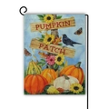 Outdoor garden flag with pumpkin patch design, sunflowers, and black metal stand hanger - Pumpkin Patch Sunflower Style (14)