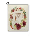 Double-sided linen garden flag with white pumpkin floral wreath and Welcome Fall text - Welcome Fall White Pumpkin (Style 5) / 45*30cm