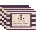 Set of 4 purple nautical anchor placemats with stripe pattern and Love & Thanks text - Style 30 / 45*30 (flax)