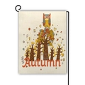 Linen garden flag featuring an autumn owl design and festive orange Autumn typography - Autumn Owl (Style 6) / 45*30cm