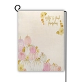 Garden flag featuring elegant white and pink pumpkins with gold floral details - White & Pink Pumpkins Golden Glare Style