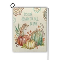 Autumn garden flag with watercolor hedgehog and pumpkin design on a metal hanger stand - Season to Fall in Love Hedgehog (Style 7) / 45*30cm