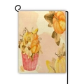 Double-sided linen garden flag with watercolor pumpkin barrel design for autumn decor - Pink Barrel Pumpkin Style