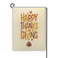 Happy Thanksgiving Gartenfahne mit Truthahn- und Kürbis-Illustration an einem schwarzen Stand - Truthahn Kürbis Illustration Stil (2) / 45x30cm