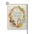 Fall garden flag with owl and autumn wreath on linen fabric with a metal stand - Season to Fall in Love Owl Wreath (Style 8) / 45*30cm