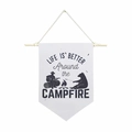 Λευκό πάνινο πανό κάμπινγκ με το σύνθημα Life Is Better Around the Campfire - 30x45cm / Στυλ Φωτιάς Κατασκήνωσης "Life is Better" (Στυλ-12)