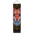 Vertical wall tapestry with geometric colorful fox pattern, wooden rod and black tassels - Ethnic Style Colorful Fox Pattern (Style-6) / 32.5x130cm