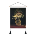 Tapiz bohemio con pintura al óleo de margaritas vintage y borlas negras decorativas - 35x50cm / Margaritas De Bodegón En Jarra De Cerámica (Estilo-9)