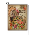 Linen Thanksgiving garden flag with turkey, pumpkin graphics and Give Thanks text - GIVE THANKS Turkey Sunflower Style (8)