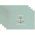 Light blue nautical placemats set of 4 with anchor print and Live Love Relax text - Style 36 / 45*30 (flax)