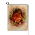 Bandiera da giardino in lino del Ringraziamento con zucca e foglie autunnali - Stile Ghirlanda Zucca / 45*30cm