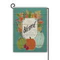 Linen Thanksgiving garden flag featuring colorful pumpkins and Blessed text on wood background - Vintage Wood Grain Pumpkin Apple Blessed (17) / 45*30cm