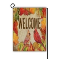 Fall garden flag with pumpkin leaves, cardinal birds and a black metal stand hanger - Welcome Cardinal Maple Leaves Style (10)