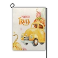 Bandiera da giardino in lino con pick-up giallo e zucche per decorazioni autunnali - Stile Zucca Pickup Retrò Giallo (14)