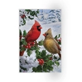 Toalla de Navidad con cardenales en ramas nevadas para decoración de cocina festiva - Estilo Pájaro Cardenal