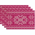 Set of 4 rose red Christmas placemats with white knit-style snowflake patterns - Rose Red Base White Knit Snowflake Style (Style 38)