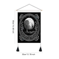 Black and white Life Tree tapestry with tassels, 35x50cm canvas wall hanging for home decor - Gothic Moon and Old Tree Illustration (Style 6)