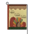 Linen garden flag with turkey and pumpkin design for Thanksgiving outdoor courtyard decor - Gobble Gobble Turkey Plaid Style (12)