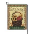 Linen garden flag with pumpkin and sunflower basket featuring Harvest Blessings text - Harvest Blessings Sunflower Basket Style (13)