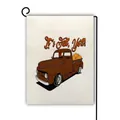 Bandiera da giardino in lino con camion d'epoca marrone e zucche per autunno - Stile Benedizione d'Autunno Pickup Marrone (18)