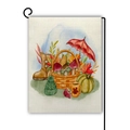 Garden flag with autumn harvest watercolor art, pumpkin and corn on burlap fabric - Watercolor Fall Harvest Style (11)