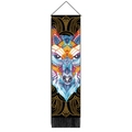 Bohemian geometric wolf pattern wall tapestry with wooden rod and black tassels - Modern Geometric Line Wolf (Style-9) / 32.5x130cm