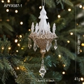 Elegante adorno navideño de candelabro en oro y blanco con colgantes de cristal - Oro Blanco