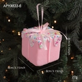Pink cartoon macaron foam candy gift box ornament for Christmas tree decor 8cm - Pink Gift Box Style