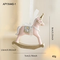 Pink resin unicorn rocking horse ornament with gold horn and white organza ribbon - Pink Rocking Horse
