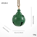 Campana di Natale verde in metallo con ritagli a stella e corda di iuta rustica da appendere - Piccolo / Verde