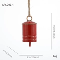 Campana di Natale in metallo rosso con corda di canapa e dettagli vintage in rame - Campanello Rosso