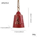 Red metal Christmas bell with tree cutout, rustic finish, 29cm height, hanging ornament - Red