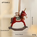 Retro resin red unicorn rocking horse Christmas ornament with gold horn and green saddle - Red Rocking Horse