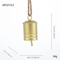 Campana di Natale dorata in ferro con corda rustica per decorazioni festive dell'albero - Stile Cilindro Oro (APLD13-2) / Campanello Dorato