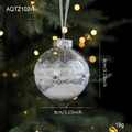8cm klare Weihnachtskugel mit weißen Spitzenmustern, Straßsteinen und Schneefüllung - Hohlmuster Schnee Stil (AQTZ102-1)
