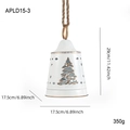 White vintage iron Christmas bell ornament with cutout tree pattern and gold edges - White