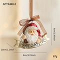Resin Santa Claus ornament with Merry Christmas banner and brown translucent bow - Santa Claus