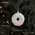 Mint green doughnut Christmas ornament with colorful sequins and snow powder finish - Green Donut Style