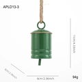 Campanella di Natale verde scuro da 11 cm in metallo con corda di iuta e finiture - Stile Cilindro Verde (APLD13-3) / Campana verde