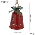 28cm Red and green metal Christmas bell ornament with rustic jute rope for hanging - Red Bow