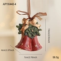 Vintage red Christmas bell ornament with golden bow and holly leaves for tree decor - Bell