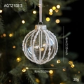 8cm transparente Weihnachtskugel mit weißen Perlen, Silberglitzer und rosa Band - Künstliche Perle Glitzerstreifen Stil (AQTZ102-3)